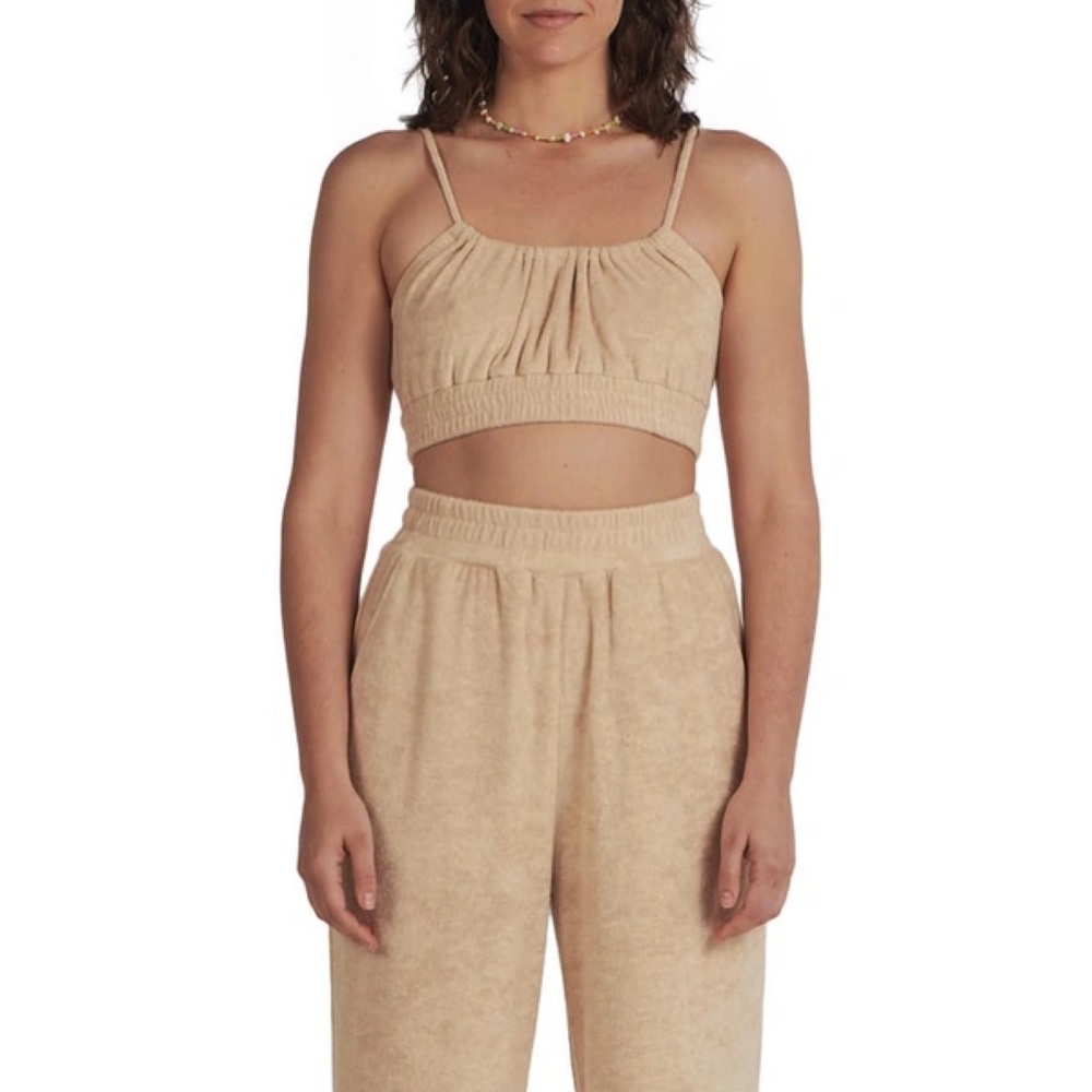 Charlie Holiday Shirley Terry Cloth Strappy Open Back Tie Crop Top 6